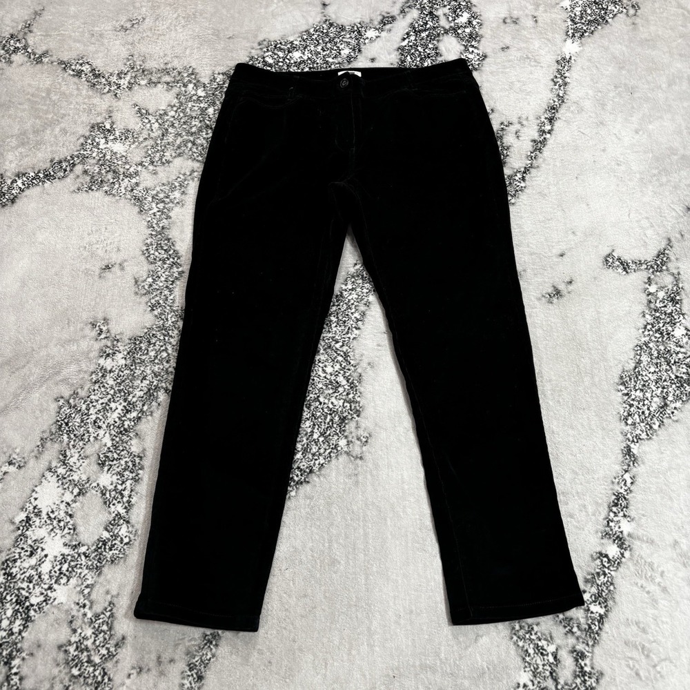 J.Jill Black Corduroy Pants Womens Size 12 Petite Straight Leg 12P Pockets